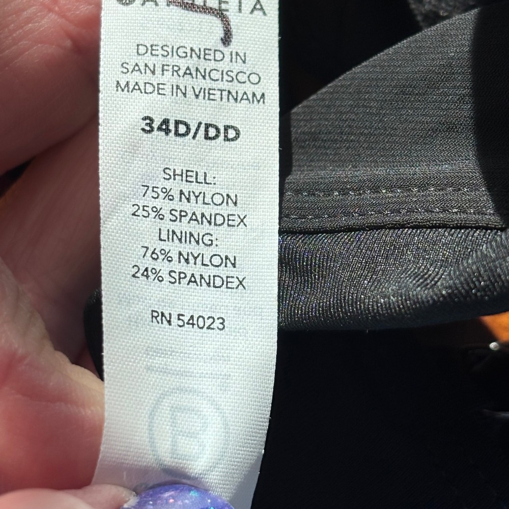 Athleta Black Blouson Tankini Swim Top Underwire Bra 34D/DD Adjustable Straps - Picture 7 of 7